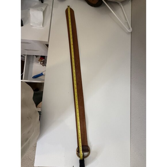 Leather Belt M Brown Floral Boho Studded 2.5" wide Tooled Leather Brass Buckle - Picture 16 of 16